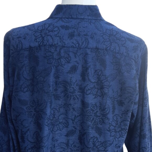 Bugatchi SZ M Classic Fit Tone on Tone Blue Woven Design Men's Button Up Shirt - Picture 4 of 12